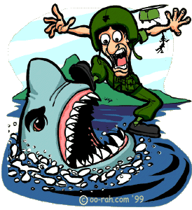 funny picture of Marine narrowly escaping the grasp of a shark