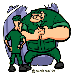 funny picture of brauny Marine thinking about punching a skinny marine