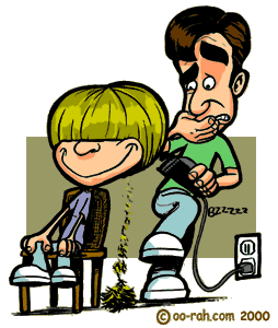 Young Marine Brat Sits Down for a Haircut