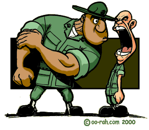 Marine Corps DI looks like he's about to beat up his recruit