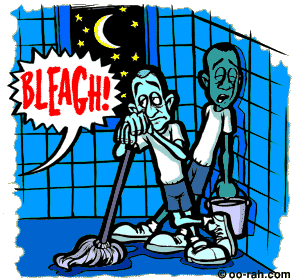 Marines falling asleep while swabbing deck late at night