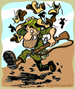 funny Marine Corps picture. Shoes, rifle, battle-worn Marine