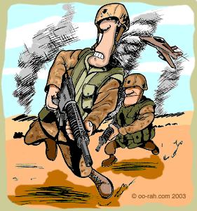 Marines running into battle