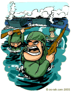 Marines fighting to the beach